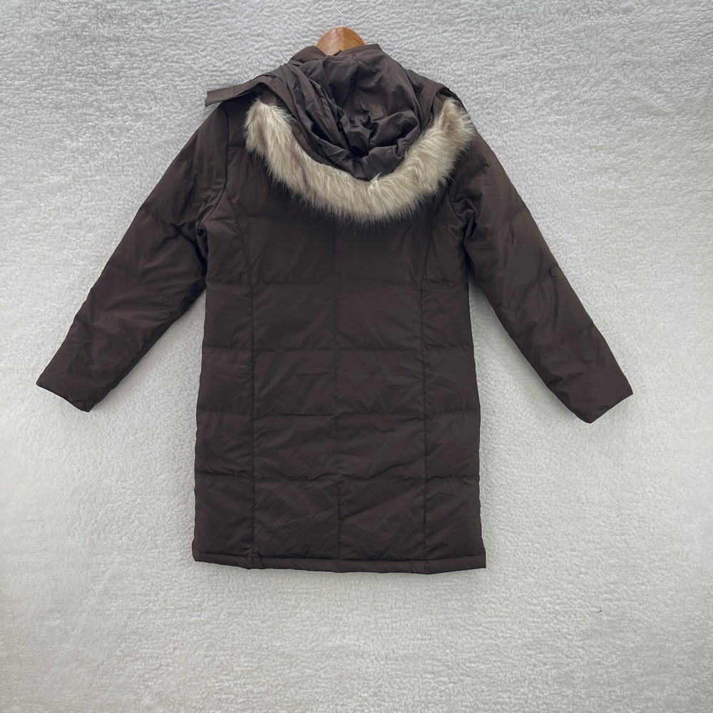 LL Bean Puffer Jacket Womens S Brown Faux Fur Hood Down Gorpcore Outdoor - Picture 2 of 8